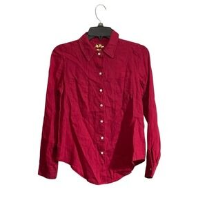 NWT Lilly Pulitzer XXS 100% Linen Button Down Shirt Red Classic Quiet Luxury
